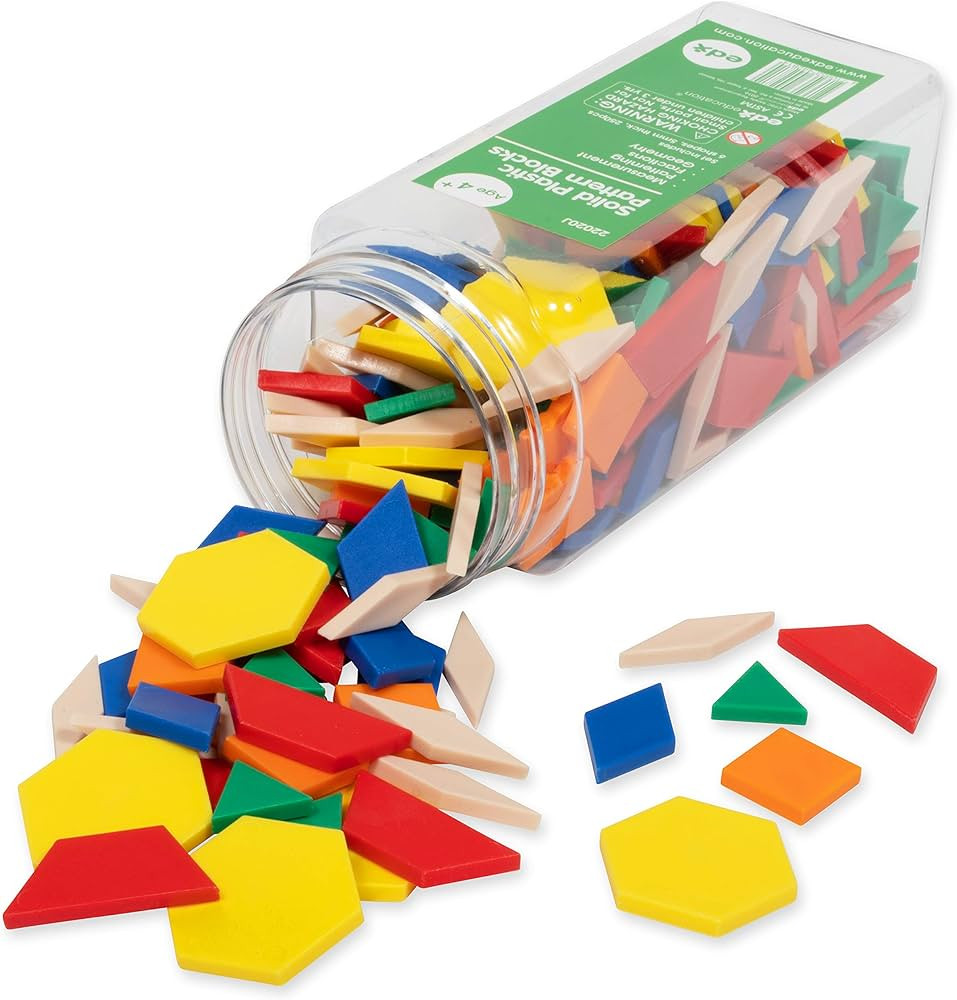 edxeducation Plastic Pattern Blocks - Set of 250 - Early Geometry Skills - Math Manipulative for ... | Amazon (US)