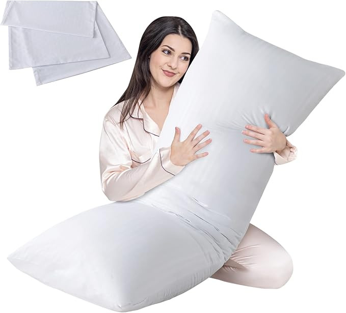 Cosybay Full Body Pillow Insert with White Cover- Fluffy Long Bed Pillow for Adults - Firm Large ... | Amazon (US)