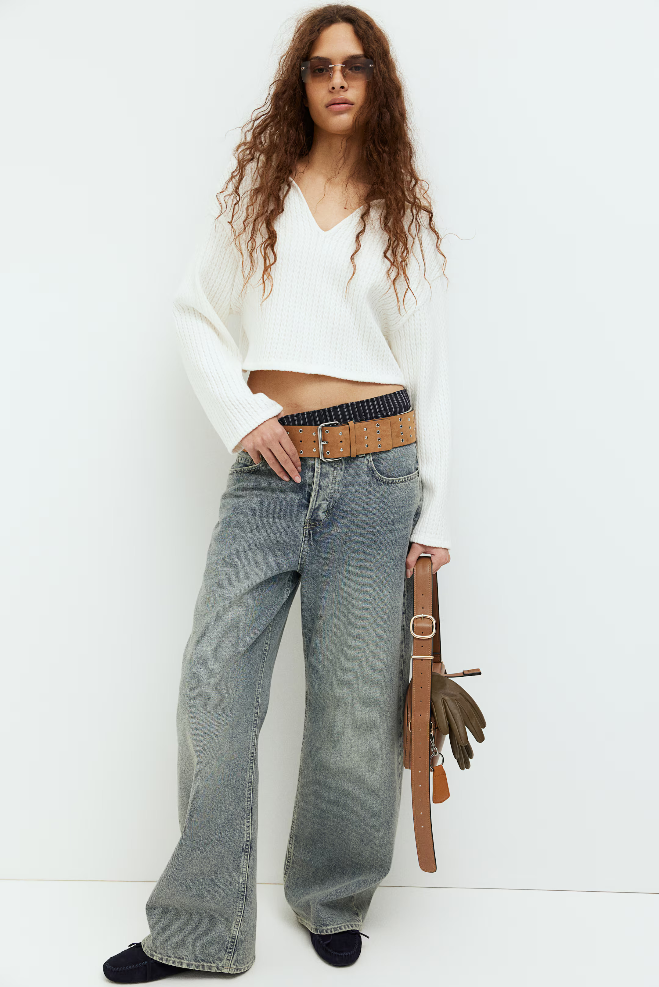 Oversized Cable-Knit-Look Sweater - Cream - Ladies | H&M US | H&M (US + CA)