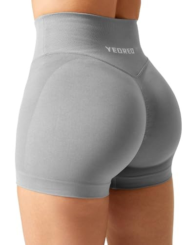 YEOREO Scrunch Butt Workout Shorts Women 3.5" Seamless V Cross Waist Sport Gym Amplify Shorts | Amazon (US)