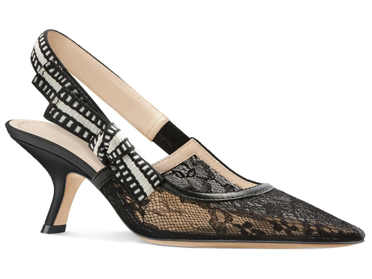 Coutgo Womens Slingback Kitten Heels Closed Pointed Toe Bowknot Knitted Slip On Work Pumps Dress ... | Amazon (US)