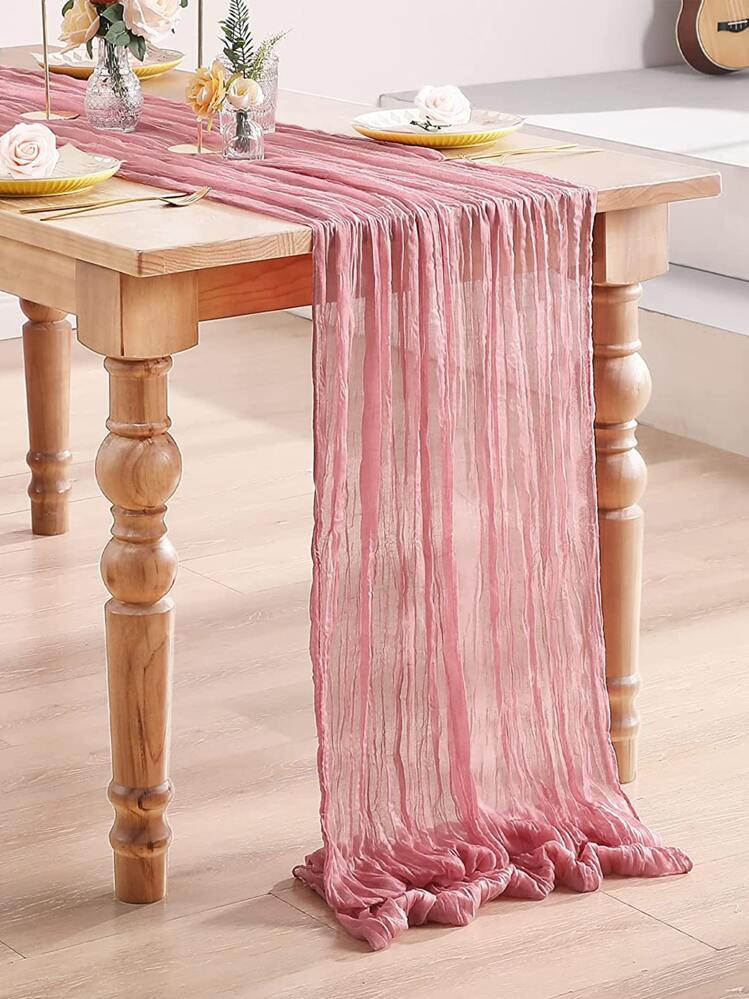 5pcs Pleated Light Pink Table Runners, Folding Tablecloths, Pink Theme Birthday Decor, Wedding Decor, Holiday Home Decor, Party Room Dining Table Decor, Light Pink Tablecloths, Table Flags, Solid Color Tablecloths, Birthday Decor, Wedding Decor, 2026 New Year Decor, Party Gifts, Party Decor, Home Table Flags | SHEIN