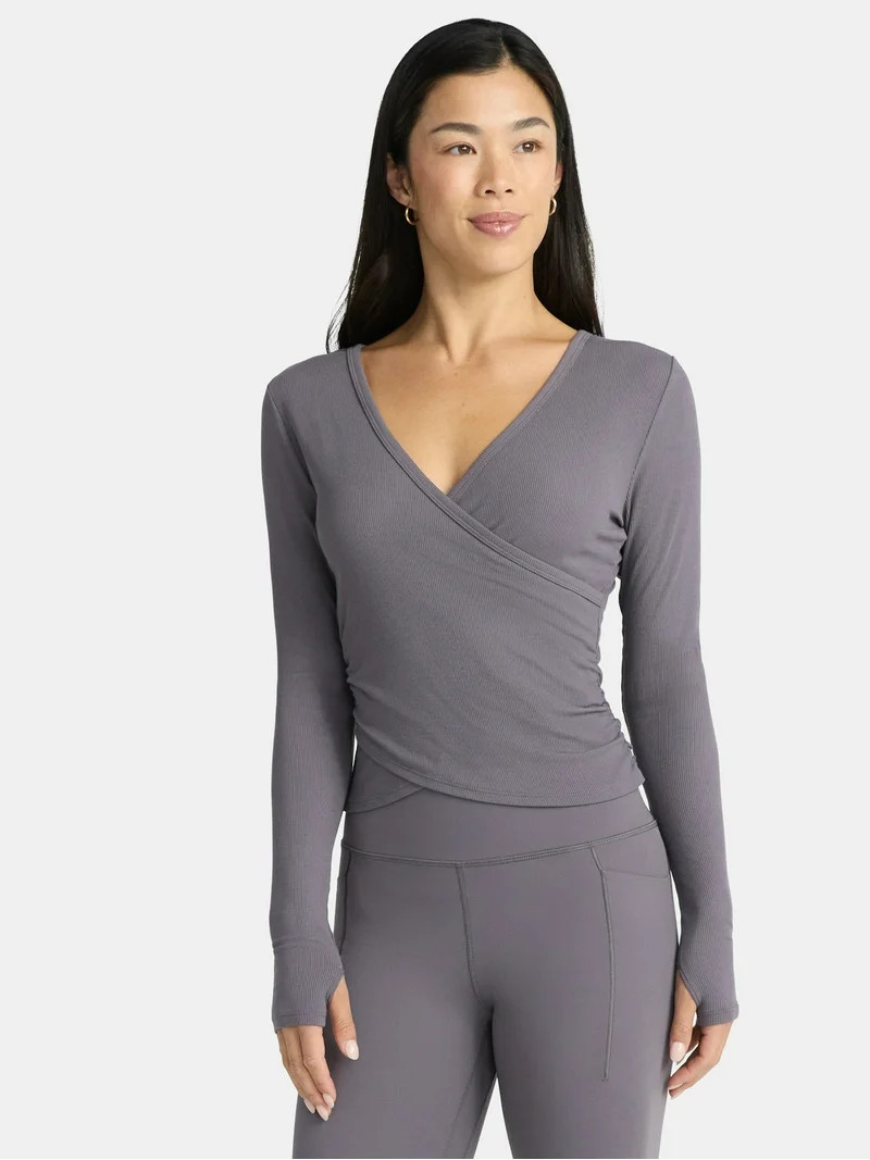 Avia Women's Reversible Wrap Top with Long Sleeves, Sizes XS-XXXL | Walmart (US)