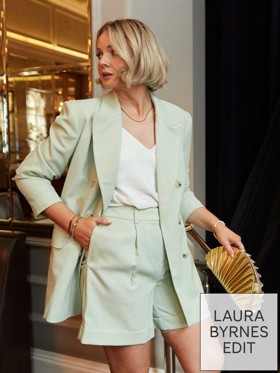 X Laura Byrnes Tailored High Waist Short - Mint | Very (UK)