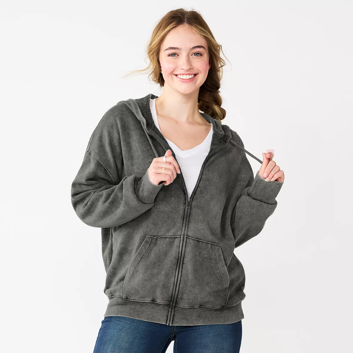 Juniors' SO® Oversized Zip-Up Hoodie | Kohl's