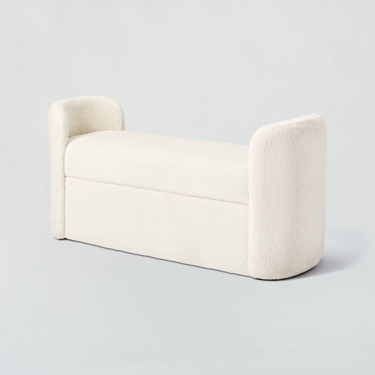 Springdell Rounded Bench Cream Faux Shearling - Threshold™ designed with Studio McGee | Target