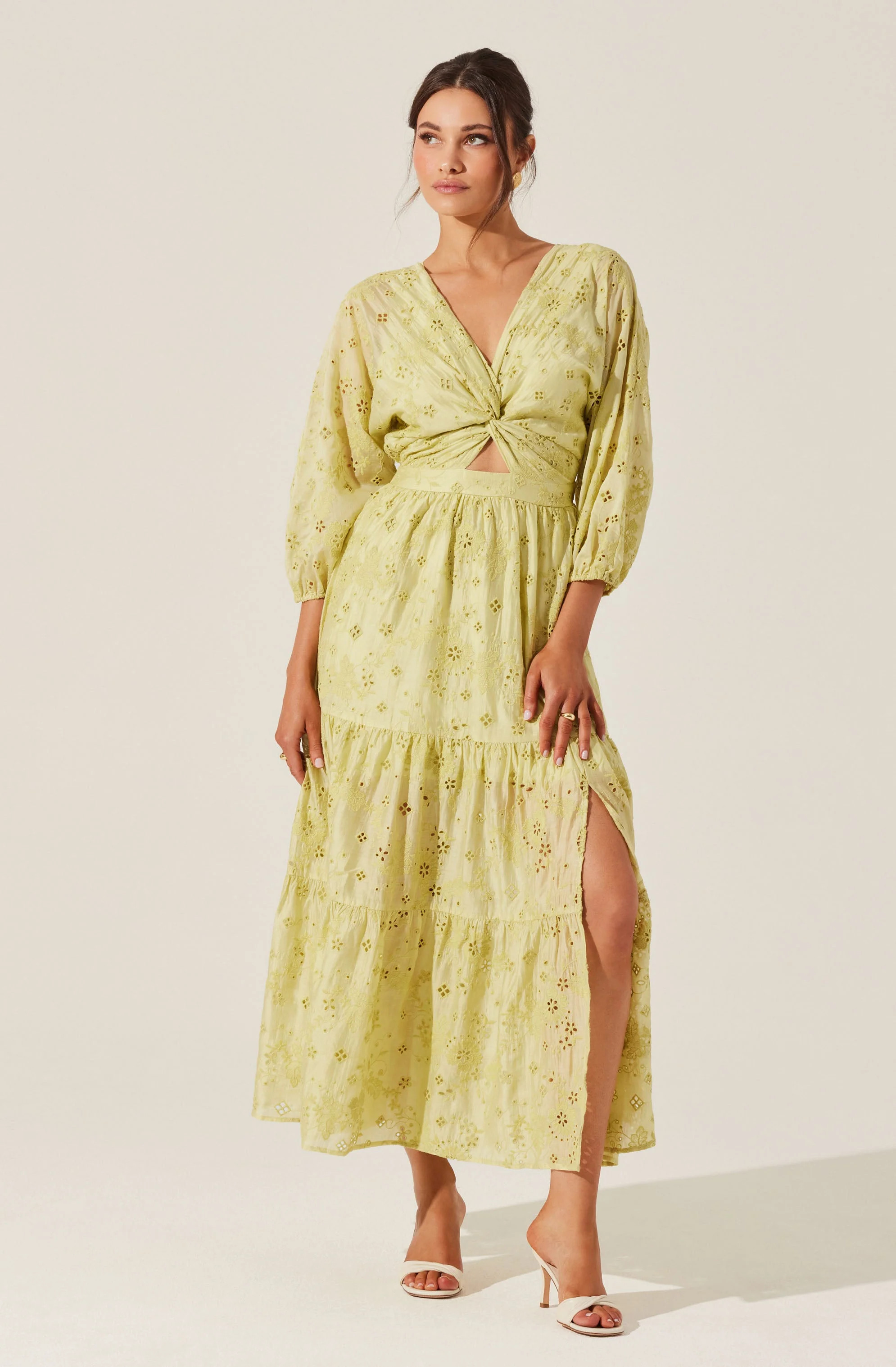 Jesalyn Floral Eyelet Maxi Dress - Matcha / XS | ASTR The Label (US)