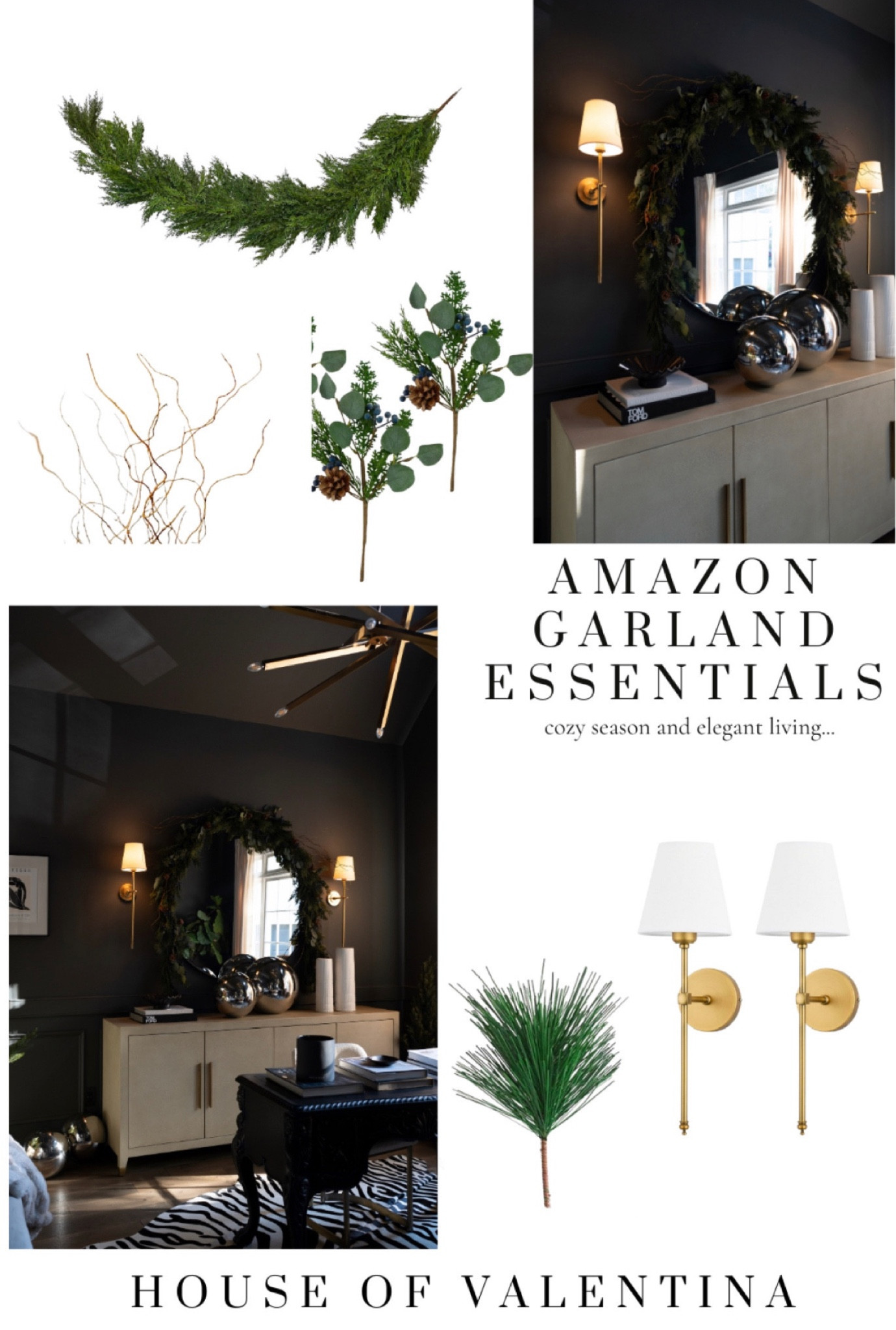 EPIC HOLIDAY GARLAND look for less! 

I have always loved an over the top Christmas garland look but it can be quite expensive to achieve the look, so this year I ordered some amazing items off Amazon to create this insane look! With garland, a few stems and a few sticks this idea so achievable- even the mirror is an Amazon find!  

#amazonhome #amazonfinds #amazonfavorites @thehouseofvalentina 

#LTKHolidaySale #LTKSeasonal #LTKHoliday
