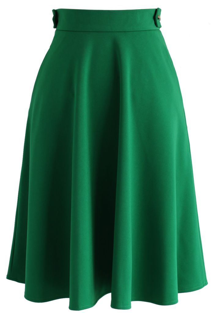 Basic Full A-line Skirt in Emerald Green | Chicwish