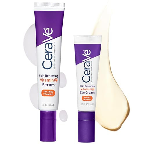 CeraVe Vitamin C Serum & Vitamin C Eye Cream Skin Care Set | Skin Brightening Serum with Hyaluronic Acid for Face & Under Eye Cream with Caffeine for Dark Circles and Puffiness | Amazon (US)