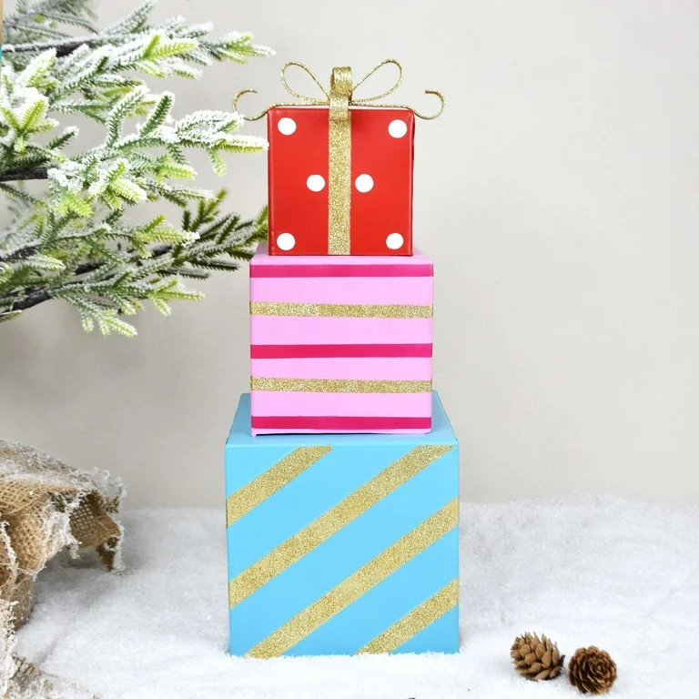 Red Pink and Blue Metal Gift Box Table Decor, 14.6 ft , by Holiday Time | Walmart (US)