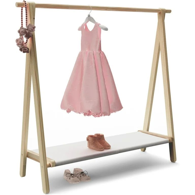 Dress up Rack, Child Garment Rack, Kids Clothing Rack with Storage Shelf (Natural Beech, 38" L x ... | Walmart (US)