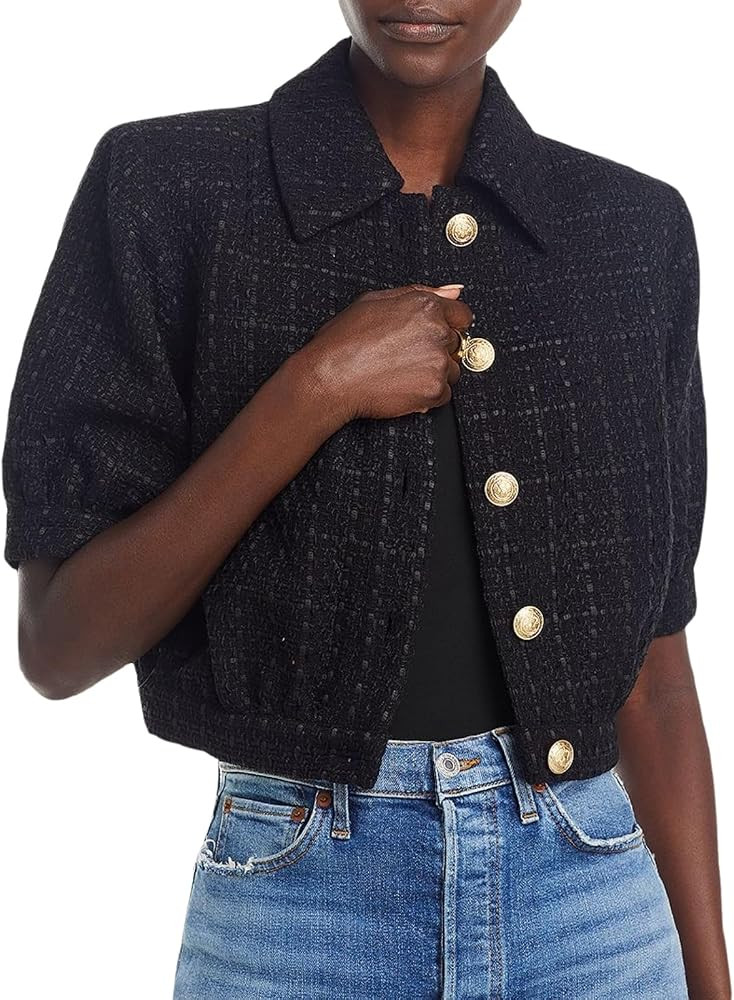 LifeShe Tweed Blazers for Women Cropped Short Sleeve Jacket Summer Work Business Casual Coat No P... | Amazon (US)