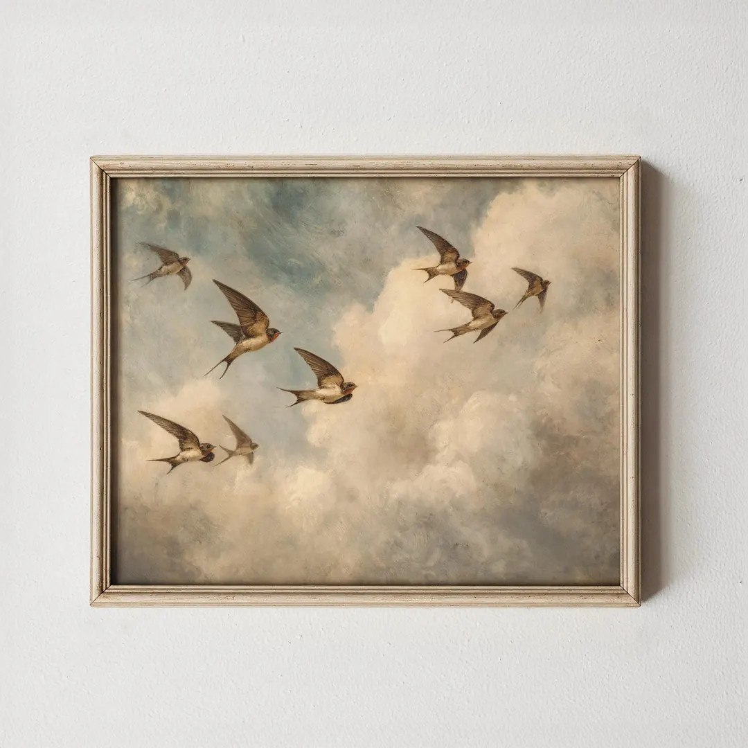 Digital Download | Vintage Art | Bird Art | Nursery Art | A Group Of Swallow Birds | Etsy (US)