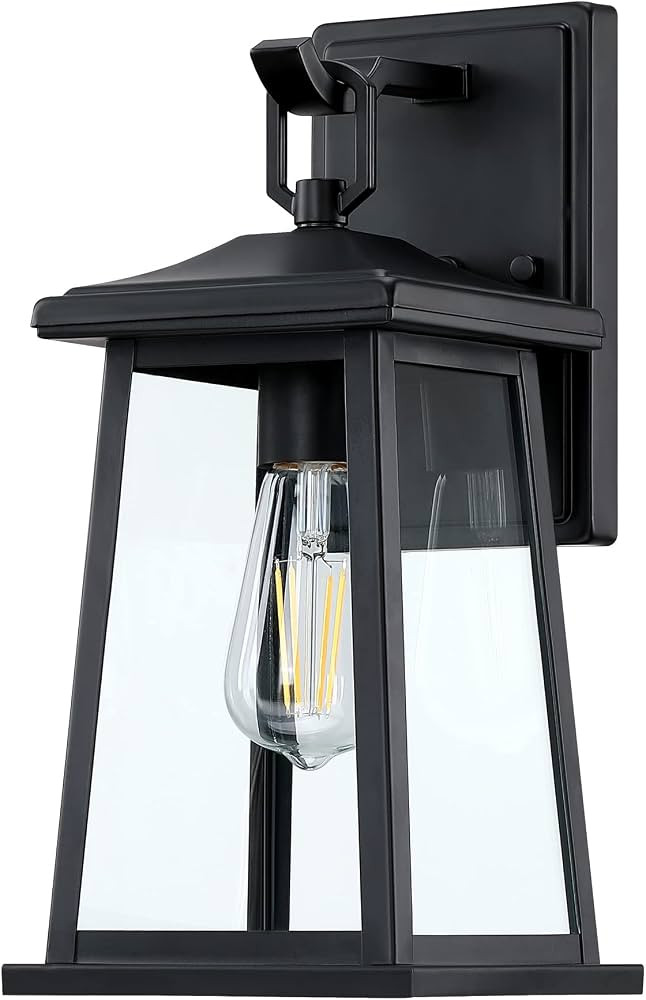 Modern Outdoor Wall Lantern, Matte Black, Waterproof Exterior Light Fixtures with Clear Glass Sha... | Amazon (US)