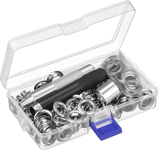 Grommet Tool Kit, Grommet Setting Tool and 100 Sets Grommets Eyelets with Storage Box (1/2 Inch I... | Amazon (US)