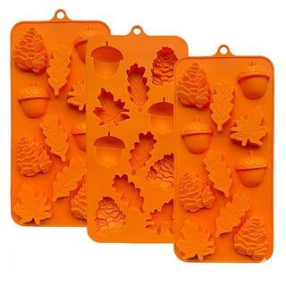 Thanksgiving Fall Silicone Candy Mold 3-Pack Autumn Maple Leaf Acorn Chestnut Pine Cone Shape for Baking | The Home Depot