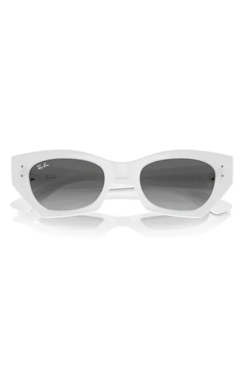 Ray-Ban Zena 52mm Geometric Sunglasses in Grey Flash at Nordstrom | Nordstrom