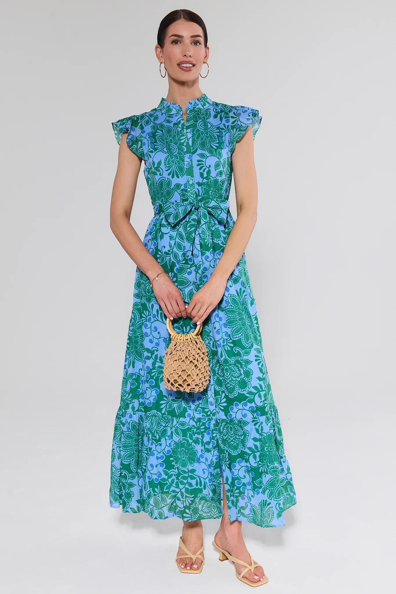 Sadie Blue Printed Maxi Dress | Avara