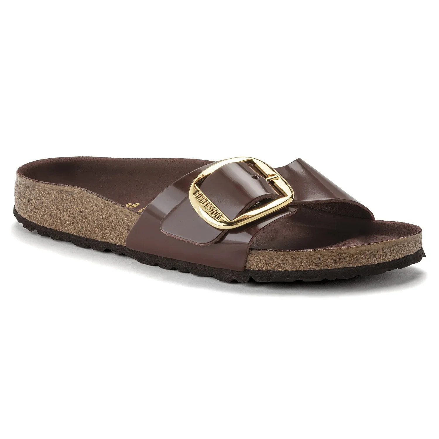 Birkenstock Madrid Big Buckle Natural Leather Patent Chocolate | Zulily
