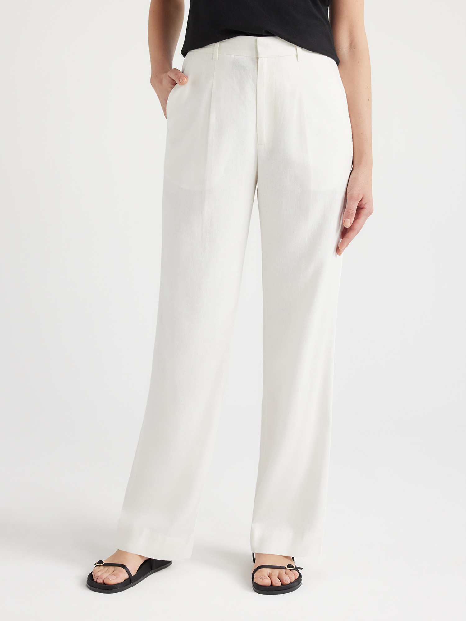 Free Assembly Women’s High-Rise Wide-Leg Pleated Pants, 32” Inseam, Sizes 0-20 - Walmart.com | Walmart (US)