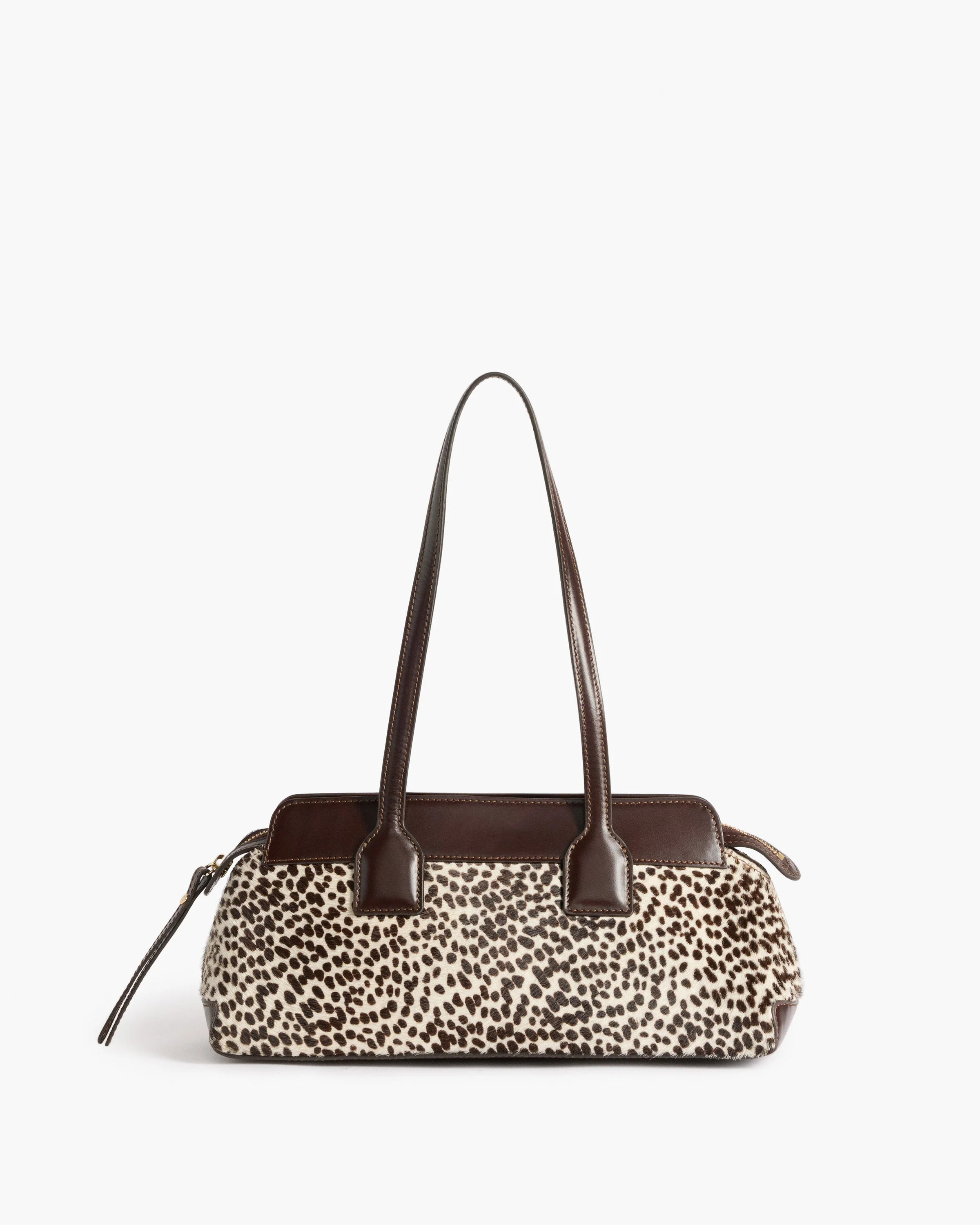Greta Leather Hair Chocolate Dot Shoulder Bag | Flattered