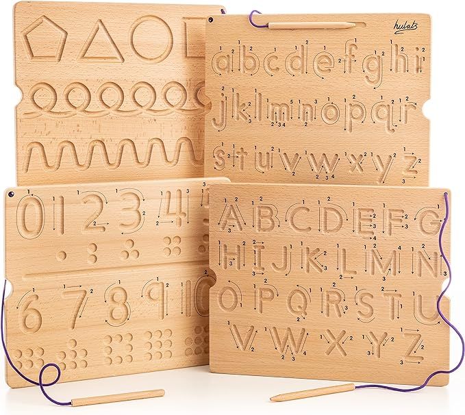 Learn to Write - Number & Letter Tracing Boards with Direction Arrows - Wooden Alphabet Learning ... | Amazon (US)