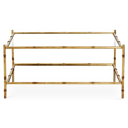 Bamboo Two-Tier Coffee Table, Antiqued Gold  | One Kings Lane