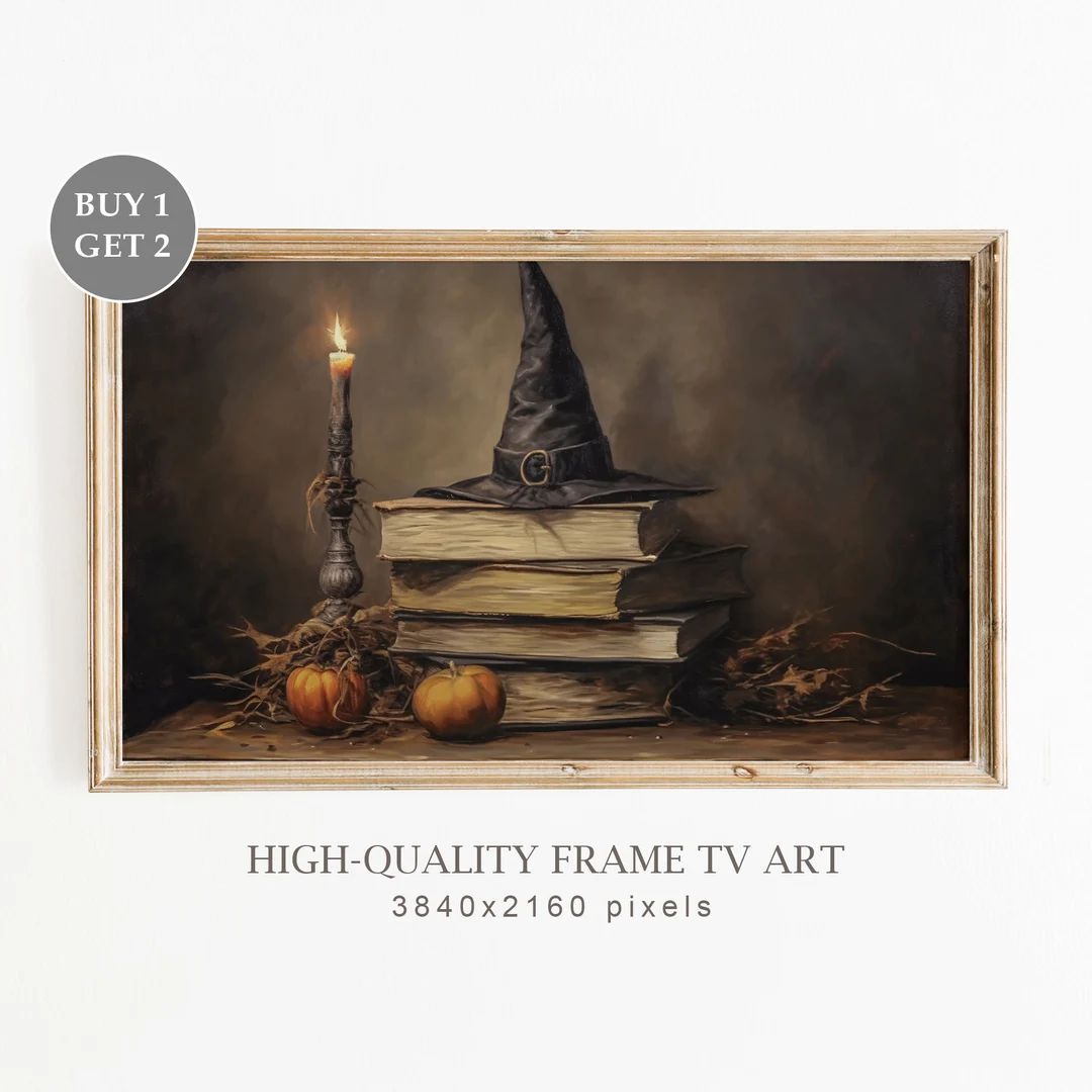 Halloween Frame TV Art, Witchy Spells TV Art, Vintage Halloween Witch Wall Art, Spooky Season, Di... | Etsy (US)