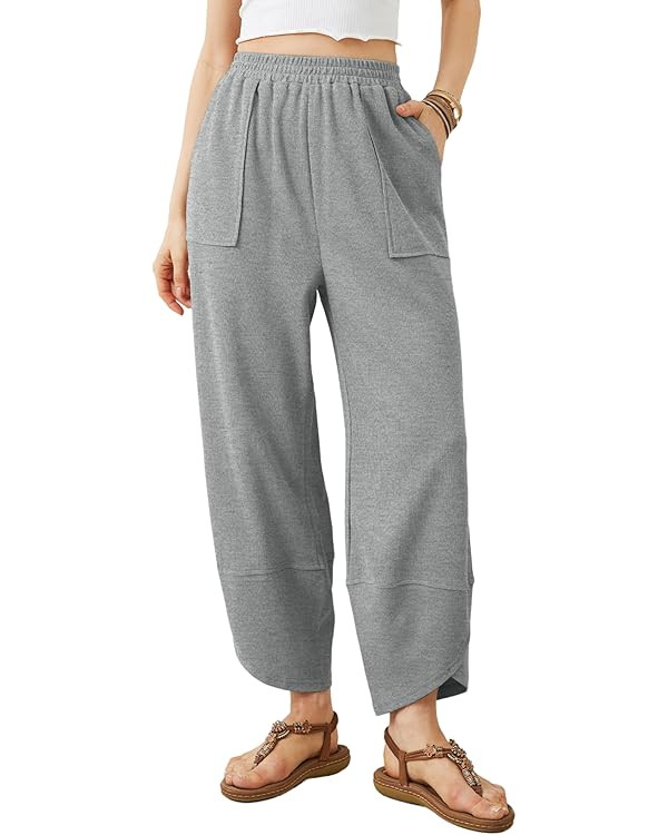 Xiaoxuemeng Womens Baggy Wide Leg Pants Casual Elastic Waisted Palazzo Harem Pants with Pockets | Amazon (US)
