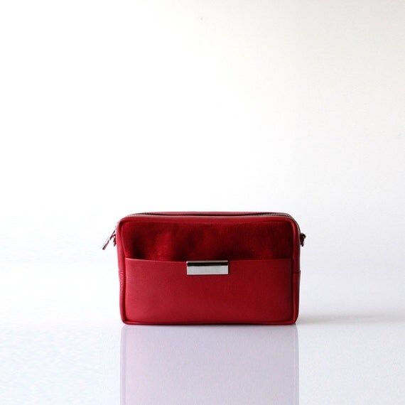 Red Leather Cross Body Bag OPELLE ISSA Cross body handbag in Crimson | Etsy (US)