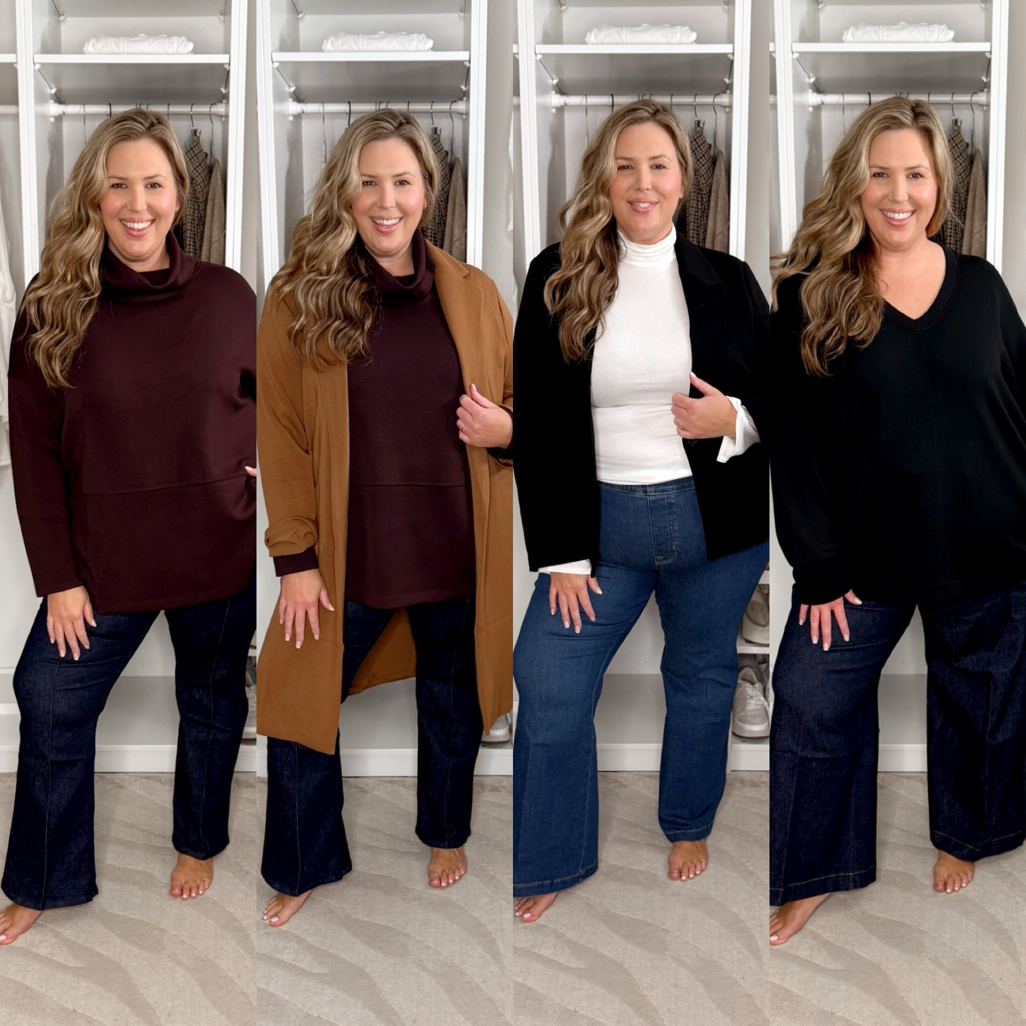 DISCOUNT CODE ASHLEYDXSPANX now gets you 20% off and free shipping at checkout!! 
🍂Spanx has all the fall essentials that are classic and timeless! 
The jeans run really long, so at 5’8 the length is perfection in petite!
1. Microflare pull on / these are my absolute FAVE - wearing 2X petite get your regular size! 
2. Spanx shape everywear flare jeans in authentic blue, wearing the 3X petite, size up!
3. Wide leg jeans, size up, I’m wearing the 3x petite but I think regular would have been okay in length!

Tops/ I suggest sizing up except for #1 & #2 - those I have my regular size 2x on! 

I sized up to the 3x in the mock neck tunic and the vneck tunic for length! Everything else is a 2x. If you want the blazer to button, size up!

Fall fashion, fall outfit inspo, plus size outfit inspo, plus size fashion, fall trends, everyday style

#LTKPlusSize #LTKMidsize #LTKStyleTip