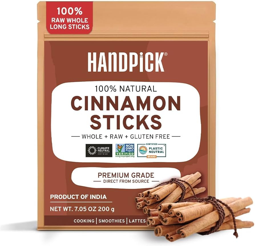 HANDPICK, Cinnamon Sticks (7 oz) 100% Raw, Non-GMO, Gluten-Free | Premium Quality | Resealable Zi... | Amazon (US)