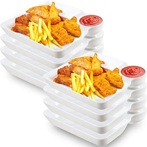 Chip and Dip Serving Platter Set, 4 Pcs Divided Party Trays 7.3'' x 6.7'' Snack Bowl Dishes for E... | Amazon (US)
