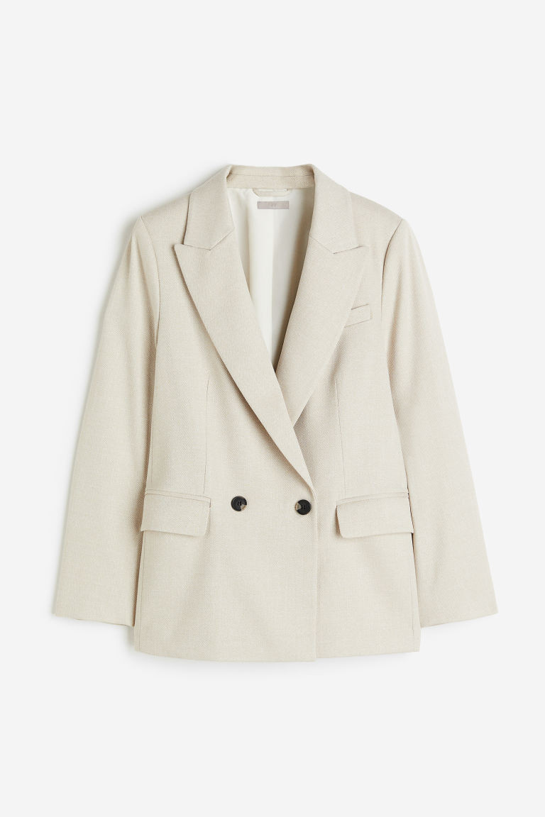 H & M - Double-breasted blazer - Beige | H&M (UK, MY, IN, SG, PH, TW, HK)