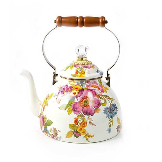 White Flower Market 3 Quart Tea Kettle | MacKenzie-Childs