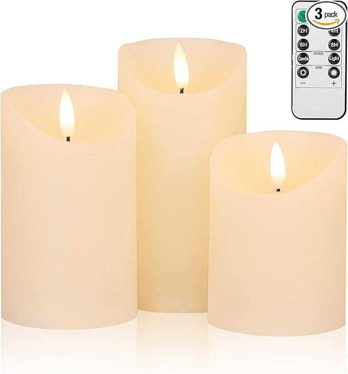 JOIONE Flameless Candles LED Flickering Battery Operated Candles, Real Wax Pillar Electric Candle... | Amazon (US)