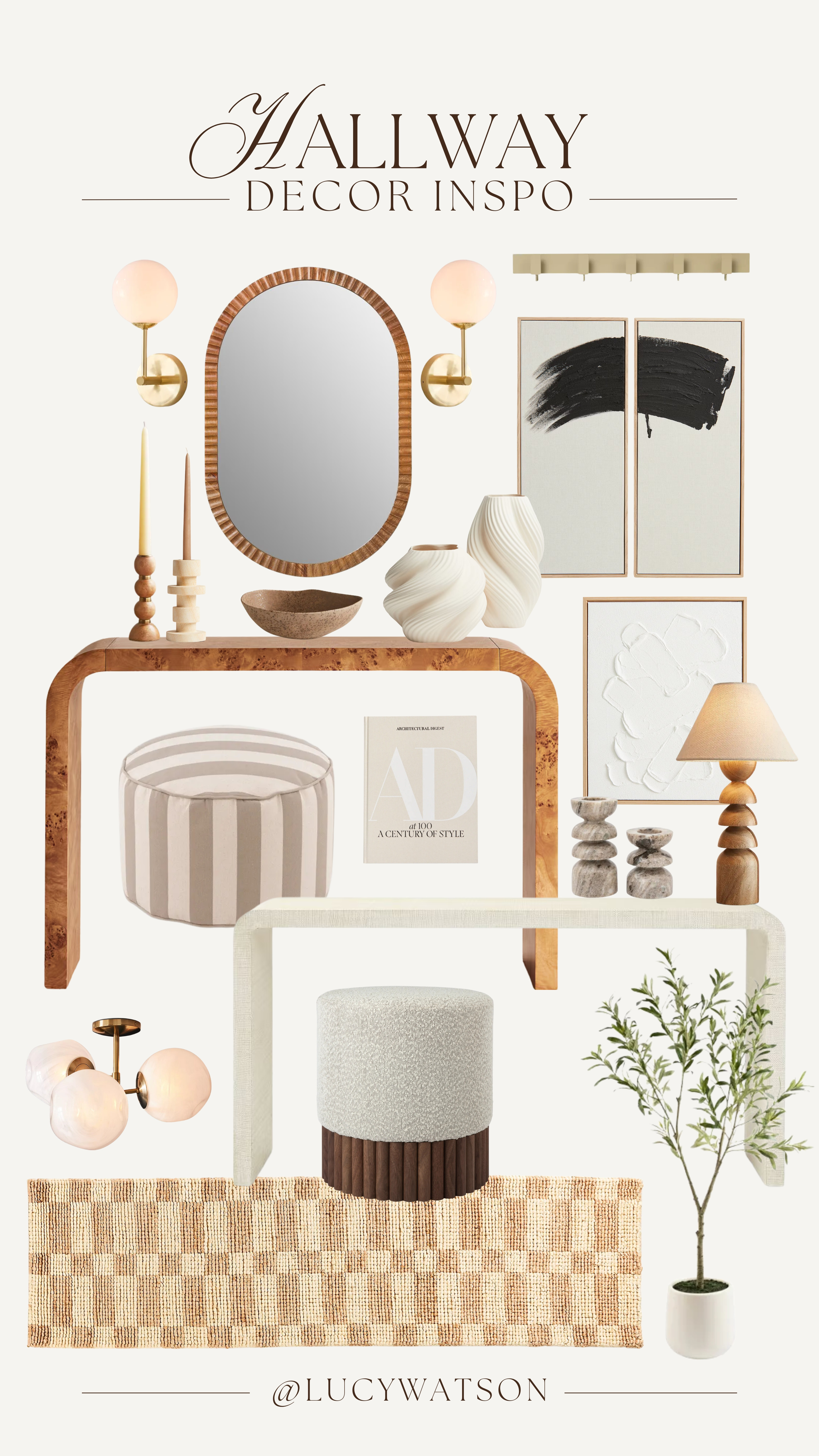 Hallway decor inspiration 🤎

Mirror, console, side table, wall light, sconce, wall art, poster, olive tree, faux plant, ottoman, foot stool, rug, hallway rug, runner, candle holder, lamp, home wear 

 #LTKuk #LTKautumn #LTKhome