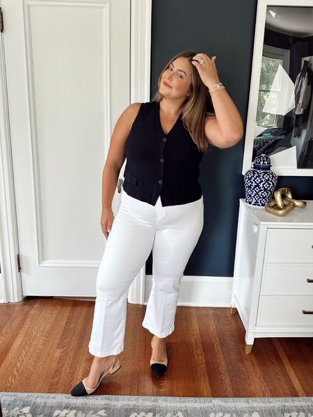 Vests are in this summer! Pairing this vest with my favorite pair of white jeans, wearing size 1X in both. Use CARALYN10 at Spanx  

#LTKStyleTip #LTKSeasonal #LTKMidsize