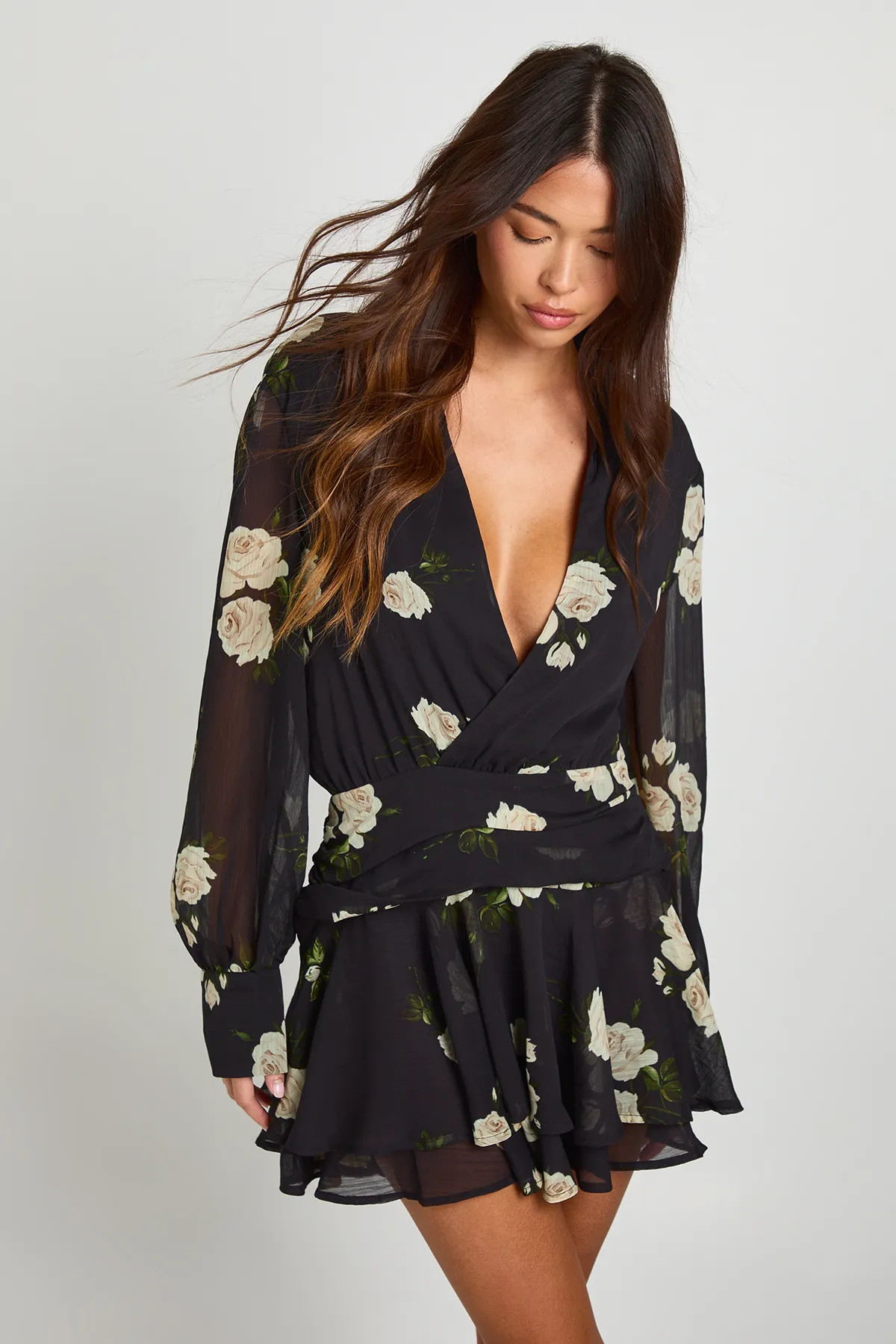 Dresses | Floral Print Ruched Front Mini Dress | boohoo | boohoo (US & Canada)