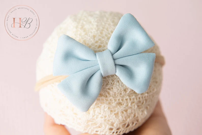Blue Baby Headband, Baby Headbands, Baby Girl Headbands, Soft Headbands, Baby Bows, Hair Bows, Ba... | Etsy (US)