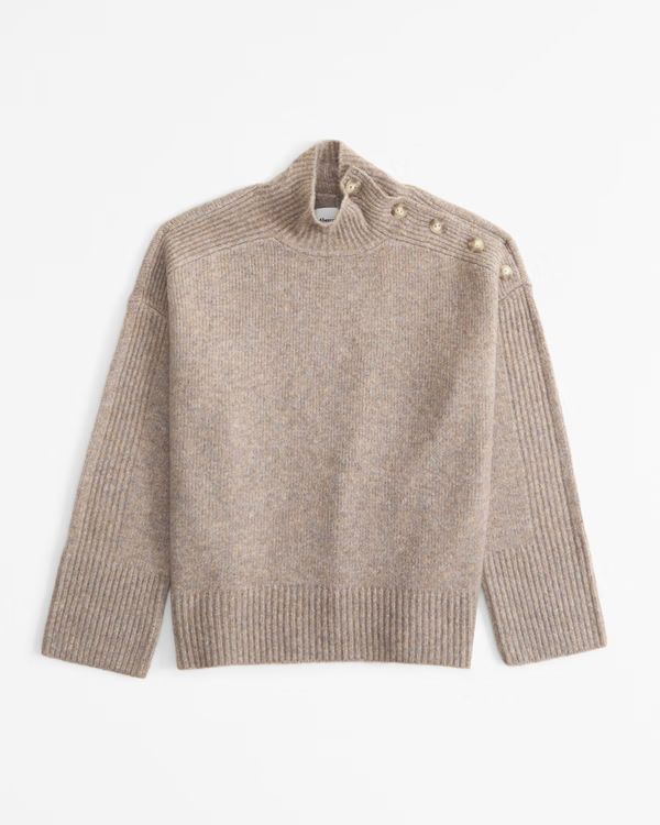 Women's Button Detail Mockneck Sweater | Women's Tops | Abercrombie.com | Abercrombie & Fitch (US)