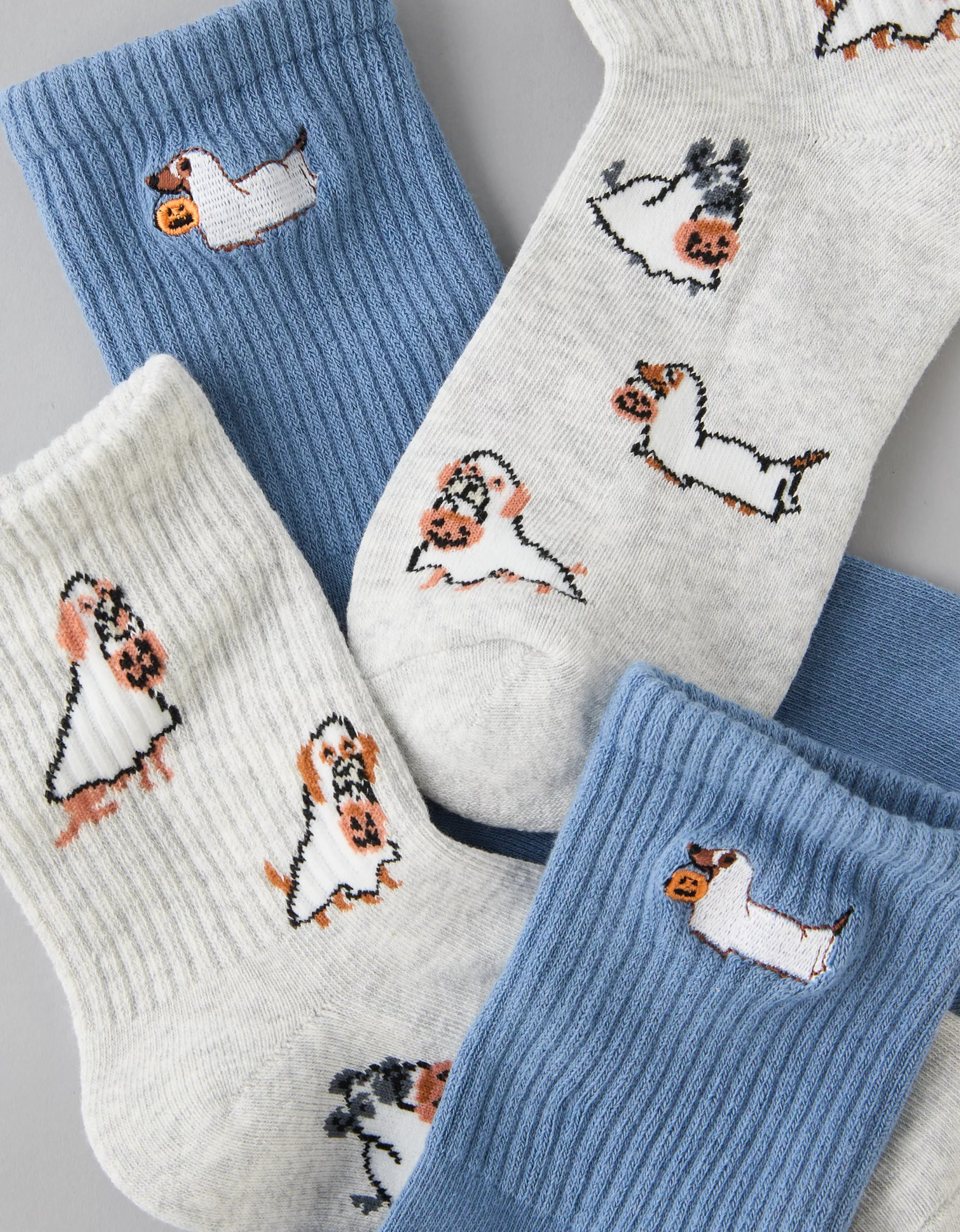 AE Halloween Dogs Cropped Crew Socks 2-Pack | American Eagle Outfitters (US & CA)