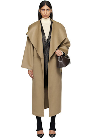 Taupe Signature Wool Cashmere Coat | SSENSE