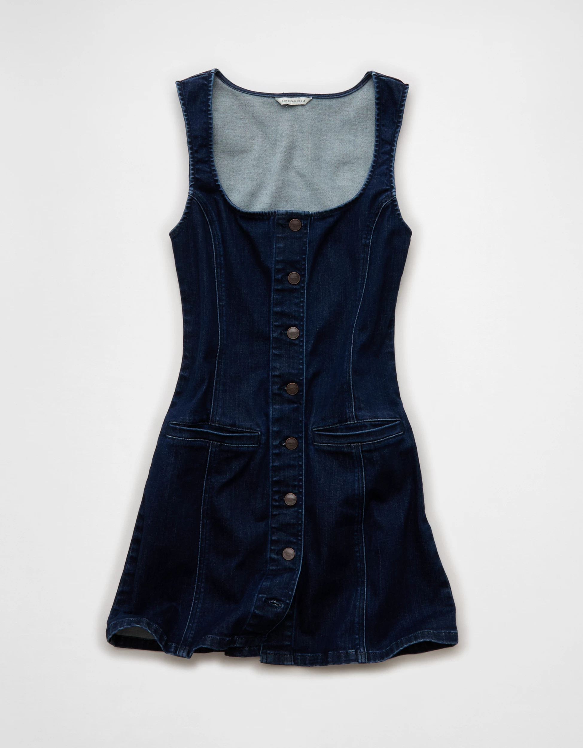 AE Square Neck Denim Mini Dress | American Eagle Outfitters (US & CA)