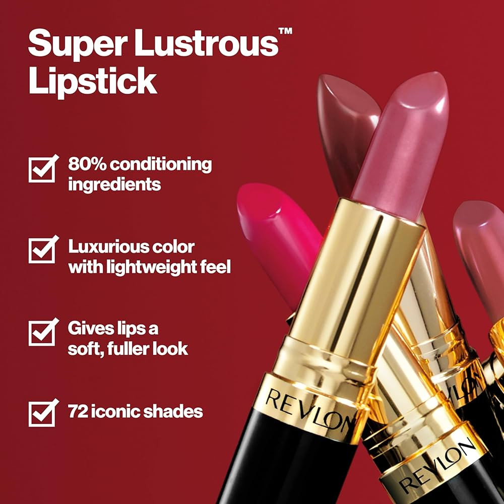 Revlon Super Lustrous Lipstick, Creamy Formula For Soft, Fuller-Looking Lips, Moisturized Feel, 8... | Amazon (US)