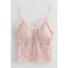 Lace Crop Tank Top in Pink | Chicwish