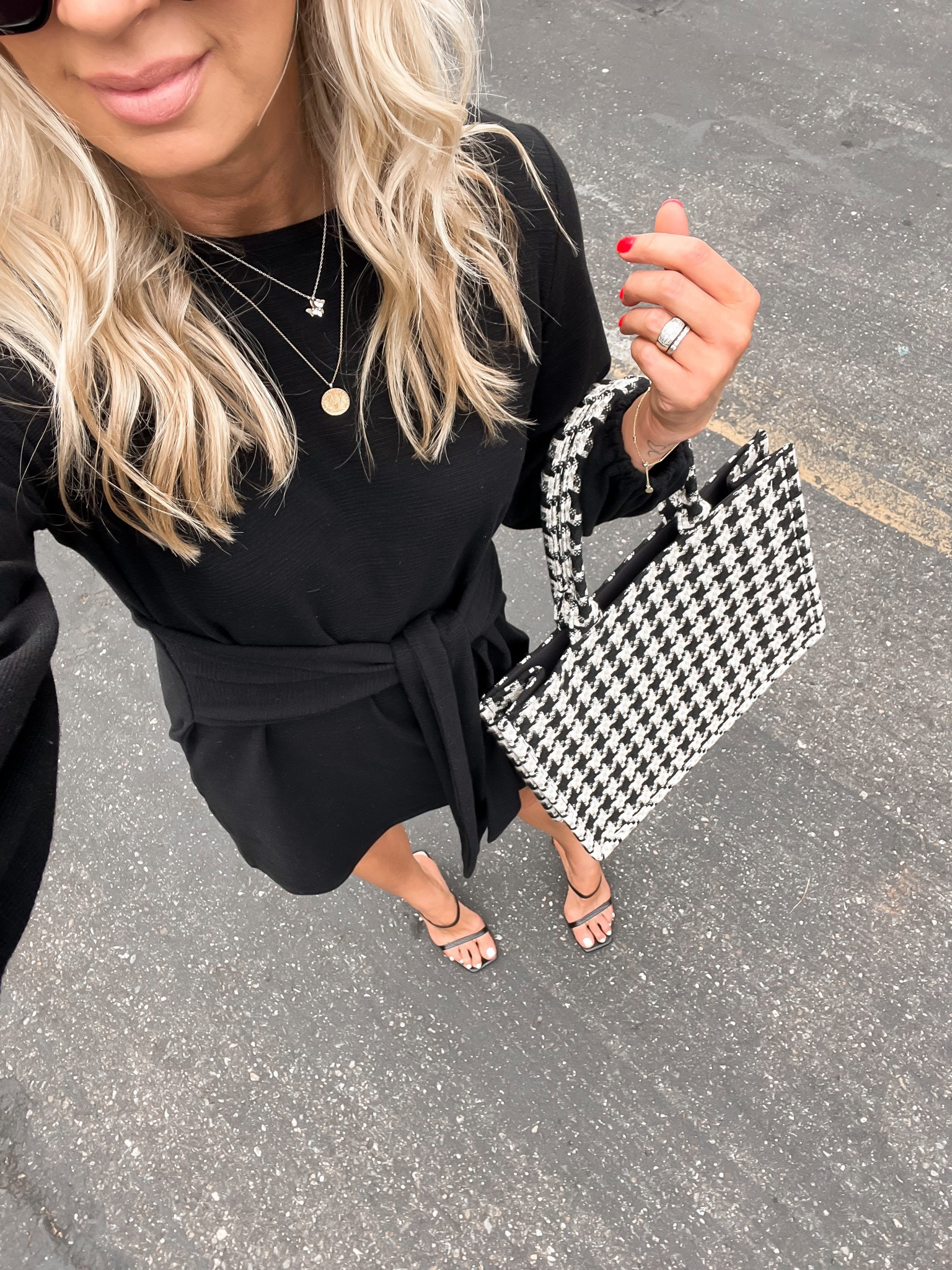 Houndstooth bag & Amazon dress (size up) shoes are under $50 and fit tts 

#LTKunder50 #LTKitbag #LTKSeasonal