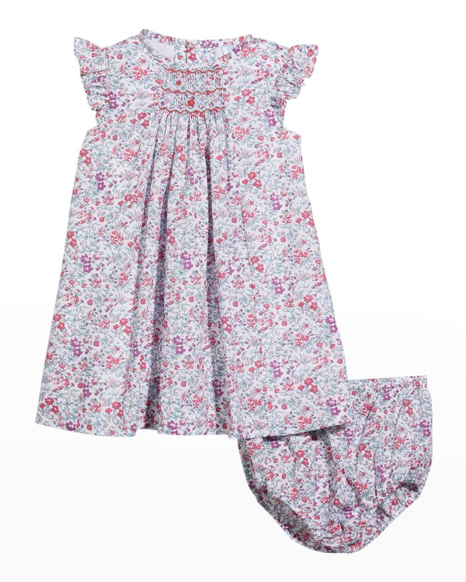 Luli & Me Girl's Classic Floral Bishop Dress W/ Bloomers, Size 6M-18M | Neiman Marcus
