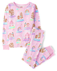 Girls Mommy And Me Gingerbread Snow Globe Snug Fit Cotton Pajamas - pink | The Children's Place